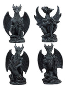 Ebros Faux Stone Fantasy Sentinel Guardian Dragons Statue Set Of 4 Dragon Miniature