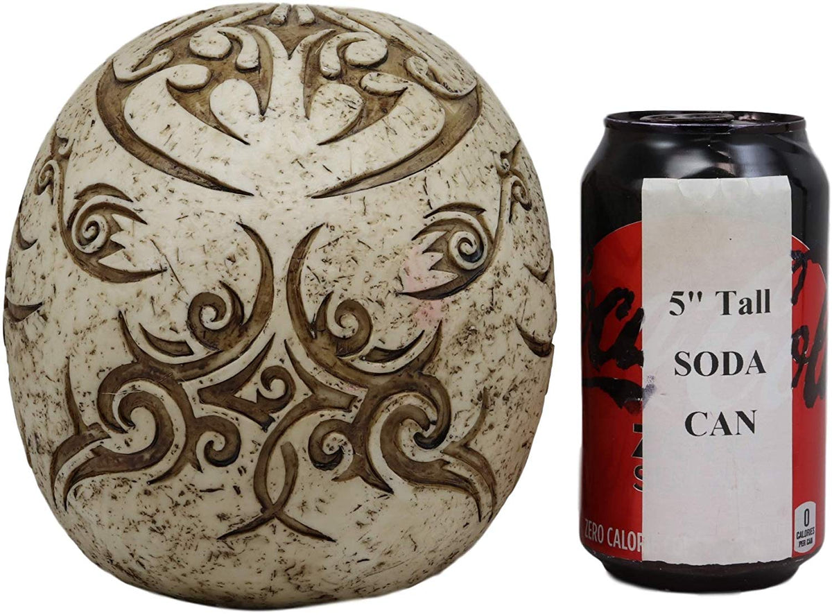 Ebros Gothic Samoan Lace Tribal Tattoo Lovers Symbols Skull Figurine 8"L Skeleton Head - Ebros Gift