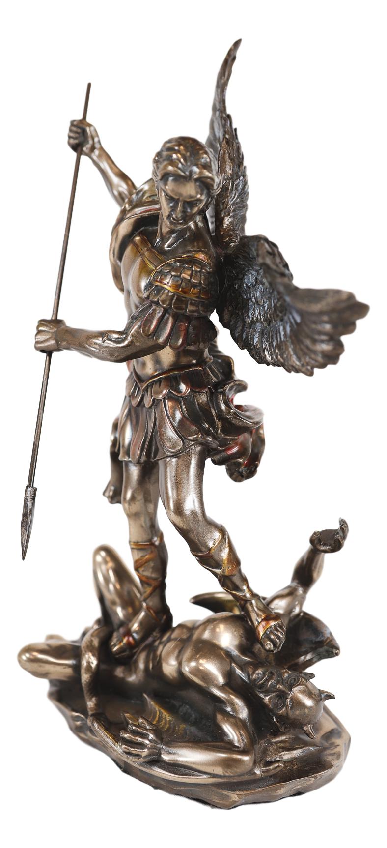 Ebros Saint Archangel Michael Piercing Lucifer With Spear Decor Figurine 10.25"H - Ebros Gift