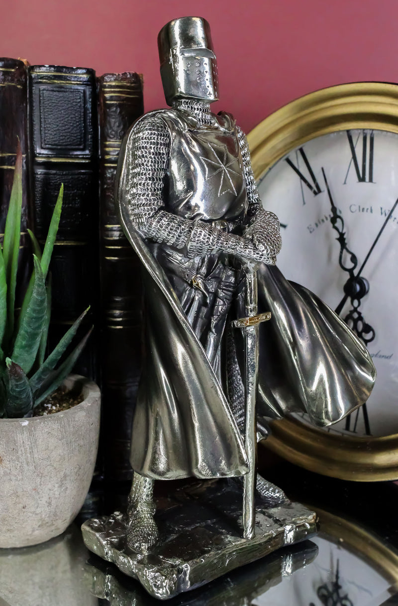 Ebros Medieval Holy Roman Empire Caped Crusader Knight w/ Sword Statue Suit Of Armor
