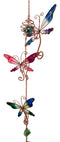 Ebros Gift Stained Glass Colorful Three Butterflies Copper Metal Wind Chime 28"Long Resonant Outdoor Patio Garden Decor Accessory