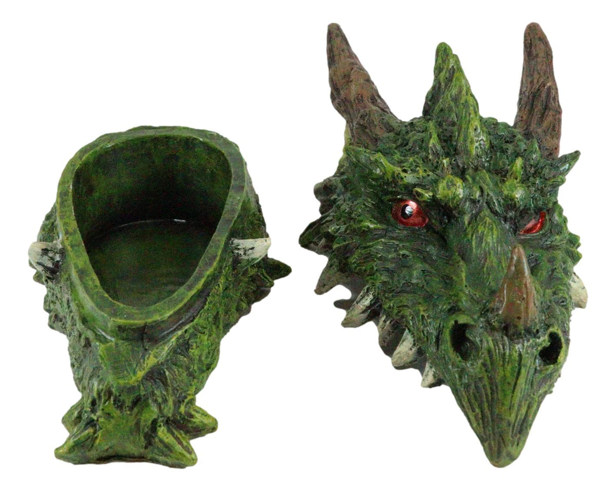 Ebros Fantasy Greenman Spiked Tree Dragon Head Decorative Jewelry Box Figurine