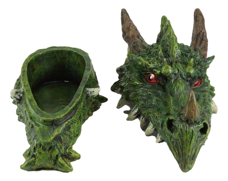 Ebros Fantasy Greenman Spiked Tree Dragon Head Decorative Jewelry Box Figurine