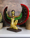 Egyptian Kneeling Goddess Isis With Open Wings Figurine Golden Decor W/ Mirrors