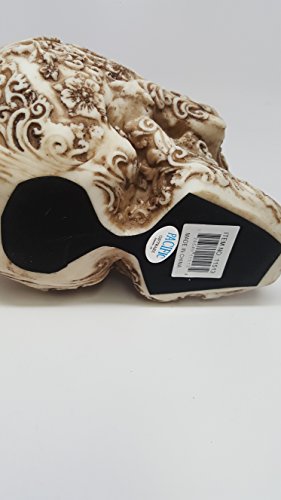 Skull Engraved with Floral Patterns Collectible Desktop Figurine Gift 6 Inch