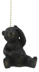 Ebros Set of 2 Ceiling Fan Metal Pull Chain Black Bears Knob Handle 3" H