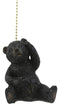 Ebros Set of 2 Ceiling Fan Metal Pull Chain Black Bears Knob Handle 3" H
