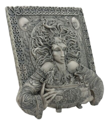 Celtic Goddess of Rebirth Cerridwen With Magical Potions Cauldron Wall Decor - Ebros Gift