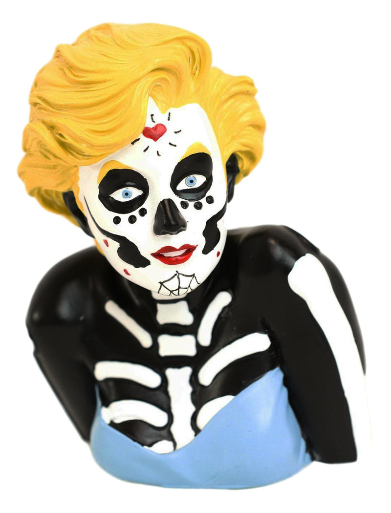 Day of The Dead Sugar Skull Blonde Marilyn in Blue Tie Tube Top Figurine 4" Tall