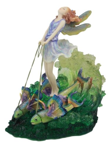 Surfer's Dream Josephine Wall Statue Ocean Fairy Riding Rainbow Fish Chariot