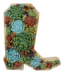 Southwestern Desert Cactus Succulent Flowers Cowboy Boot Wall Plaque Decor Art