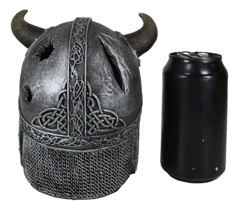 Viking Lord Chieftain Horned Helmet Skull Jewelry Box Figurine Sculpture