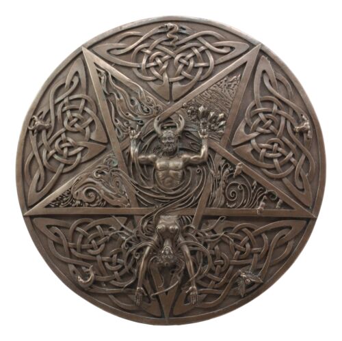 The Horned God & Goddess Elemental Celtic Knotwork Pentacle Wall Plaque Figure
