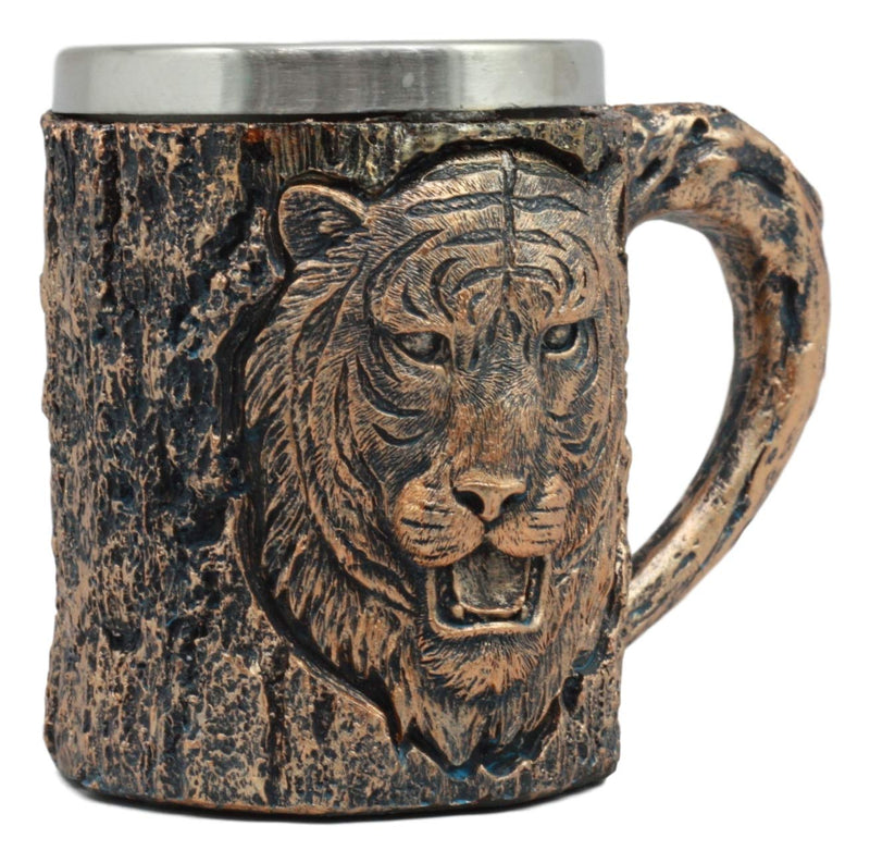 Ebros Bengal Tiger Coffee Mug Textured With Rustic Tree Bark Design 12oz