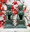 Ebros Chinese Forbidden Palace Guardian Pair Fu Foo Dogs Lions Figurine Bookends Set