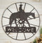 Oversized 24"D Rustic Cowboy Riding Horse Wagon Wheel Welcome Sign Wall Decor