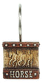 Rustic Running Horses On Faux Tooled Leather Bathroom Shower Curtain Hooks 12pk