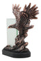 Ebros Patriotic American Bald Eagle with Outspread Wings Perching on Cliff Rock Picture Frame Bronze Electroplated Figurine with Base Resin Photo Frame Eagle Statue