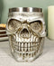 Grinning Silver Alien Skull Mug 14oz Extra Terrestrial UFO Tankard Beer Stein