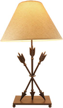 Ebros SET OF 2 Crossed Arrows with Ring Center Base Desktop Table Lamps w/ Shade - Ebros Gift
