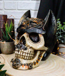 Steampunk Geared Pipes Nuts Bolts And Clockwork Gears Bat Helmet Skull Figurine