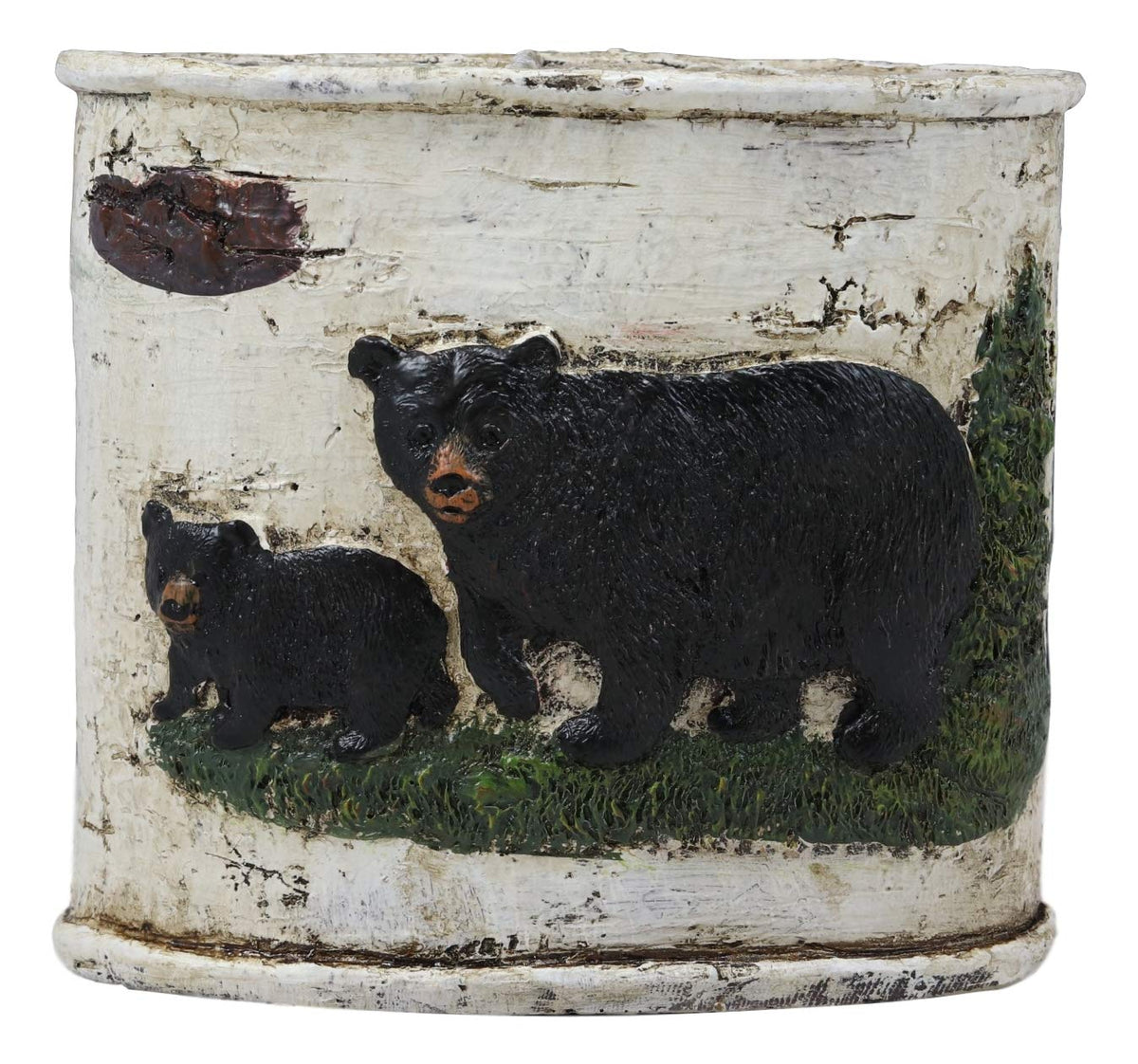 Ebros Wildlife Rustic Black Bear in Pine Trees Forest Bathroom Accent Resin Figurine Accessories with Birch Wood Finish Western Country Cabin Lodge Decorative (Toothbrush and Toothpaste Holder)