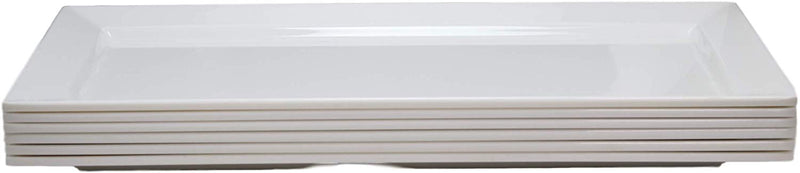14"L White Melamine Modern Rectangular Serving Plates or Dish Platters Set of 6 - Ebros Gift