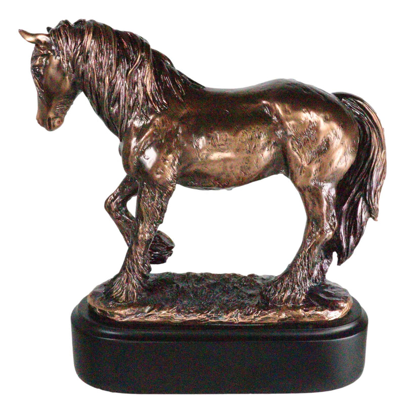 Rustic Western Clydesdale Tinker Mare Horse Pony Figurine With Trophy Base