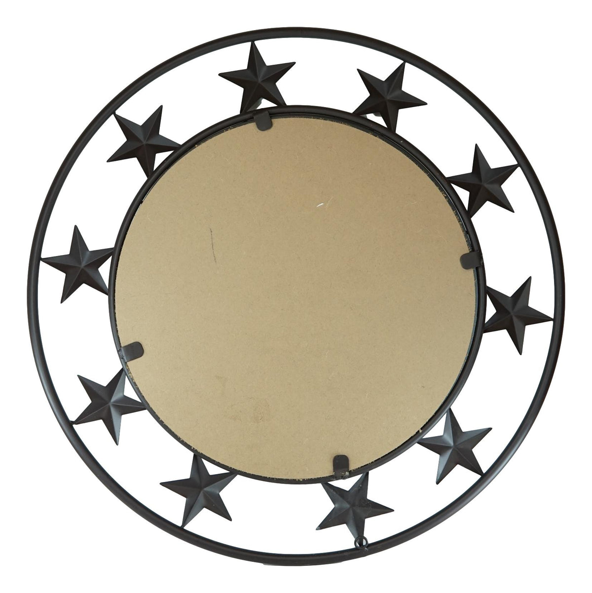 24"D Western Lone Star With Mini Stars Metal Circle Wall Mirror Plaque Decor