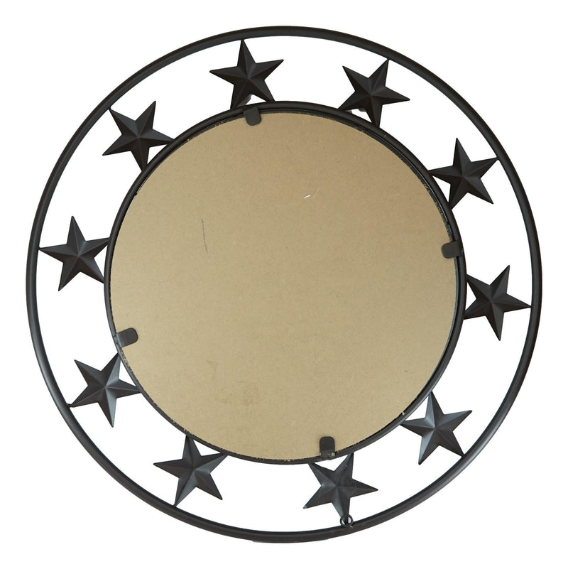 24"D Western Lone Star With Mini Stars Metal Circle Wall Mirror Plaque Decor