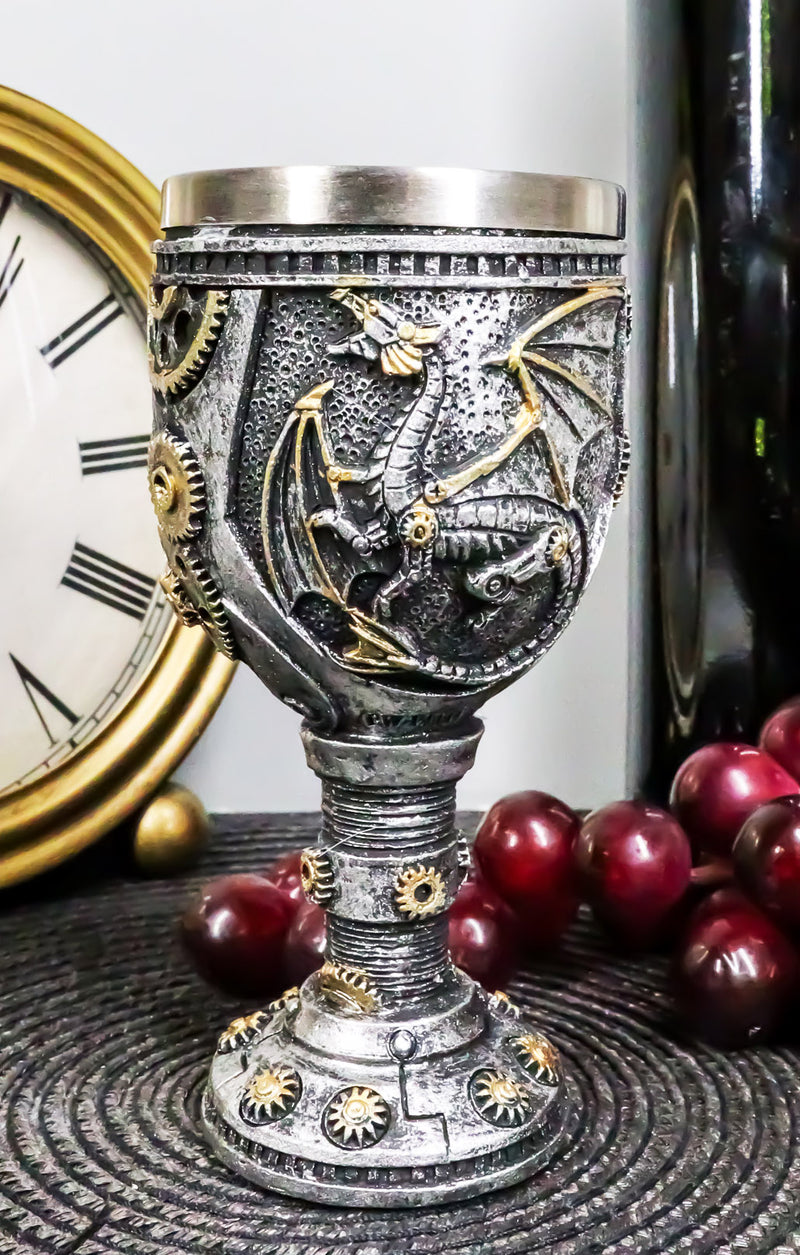 Steampunk Robotic Cyborg Dragon Eternal Voyage 5oz Wine Drink Goblet Chalice