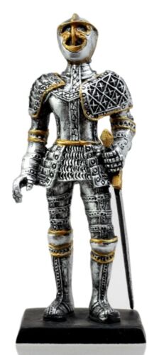 Ebros Medieval French Knight Dollhouse Miniature Figurine 4"H Suit Of Armor Swordsman