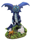 Ebros Fantasy Green Thumb Blueberry Indigo Blue Dragon Statue Fairy Garden Collectible
