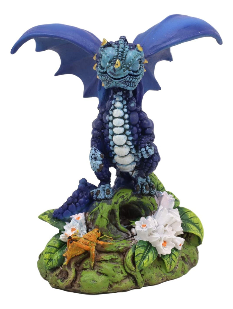 Ebros Fantasy Green Thumb Blueberry Indigo Blue Dragon Statue Fairy Garden Collectible