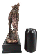 Rustic Forest Woodlands Howling Spirit Alpha Wolf Figurine With Trophy Base