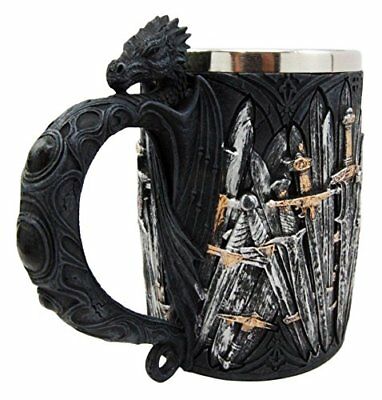 Ebros Gift Medieval Renaissance Dragon Iron Throne Of Swords Coffee Mug Drinking Beer Stein Tankard Cup