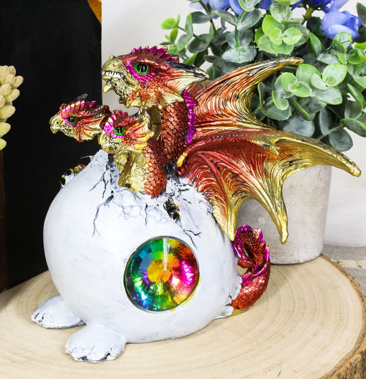 Ebros Gift Solar Raeon Crystal Hydra 3 Headed Dragon Hatchling Breaking Out of Egg Shell Decorative Figurine 5" H Dungeons and Dragons Statue Wyrmling Eggs Decor Medieval Renaissance Theme