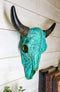 Ebros 10" Steer Bison Buffalo Cow Skull Turquoise Floral Lace Wall Decor Plaque - Ebros Gift