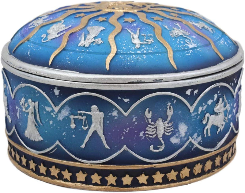 Ebros Greek Zodiac Constellations with Sun and Moon Lid Decorative Trinket Box