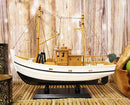 Ebros 17.25" Long Fisherman's Wharf White Wooden Handicraft Nautical Coastal Ocean Marine Trawler Fishing Vessel Boat Model Statue with Wood Base Stand Fully Assembled Figurine Sea Ship Prototype - Ebros Gift