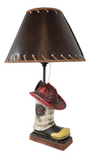 American Hero Fire Fighters Fireman Boot And Helmet Table Lamp With Laced Shade