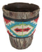 Rustic Western Turquoise Aztec Vector Pattern Faux Wood Waste Basket Trash Bin