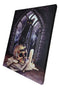 Salem Witch Map Pentagram Skull With Black Cat Wood Framed Canvas Wall Decor