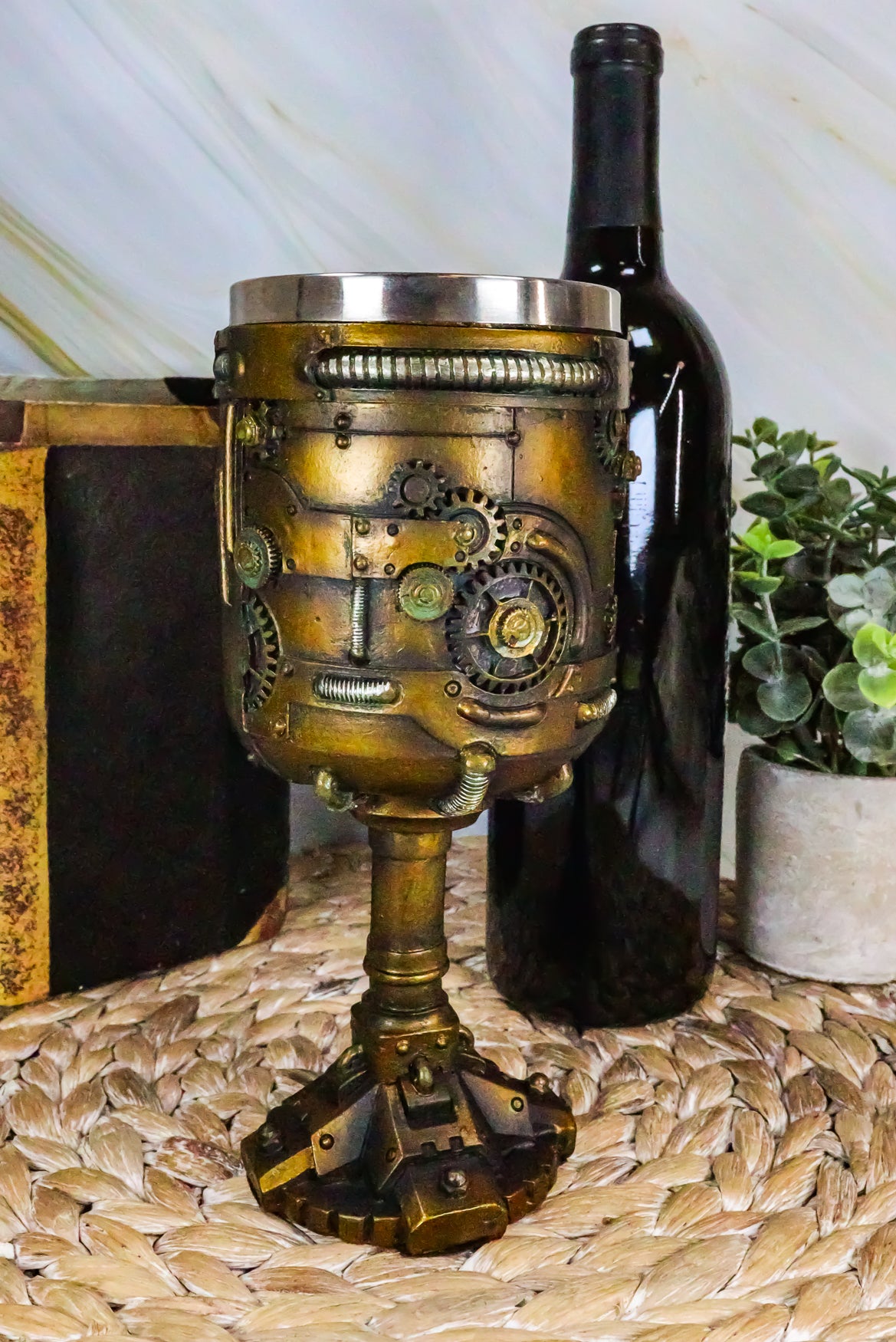 Ebros Victorian Industrial Sci Fi Geared Steampunk Drinkware Wine Chalice Cup