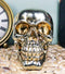 Ebros Gift Chrome Plated Golden Silver Treasure Skull Figurine 6.25"L