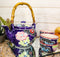 Ebros Space Purple Victorian Colorful Large Floral Blooms 25oz Tea Pot With 4 Cups Set