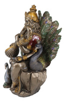 Ebros Hindu Goddess Saraswati Playing Veena With Swan On Peacock Throne Figurine