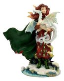 Frost Moon Dragon Winter Fairy Statue 7.5"H Decorative Mythical Fantasy Figurine