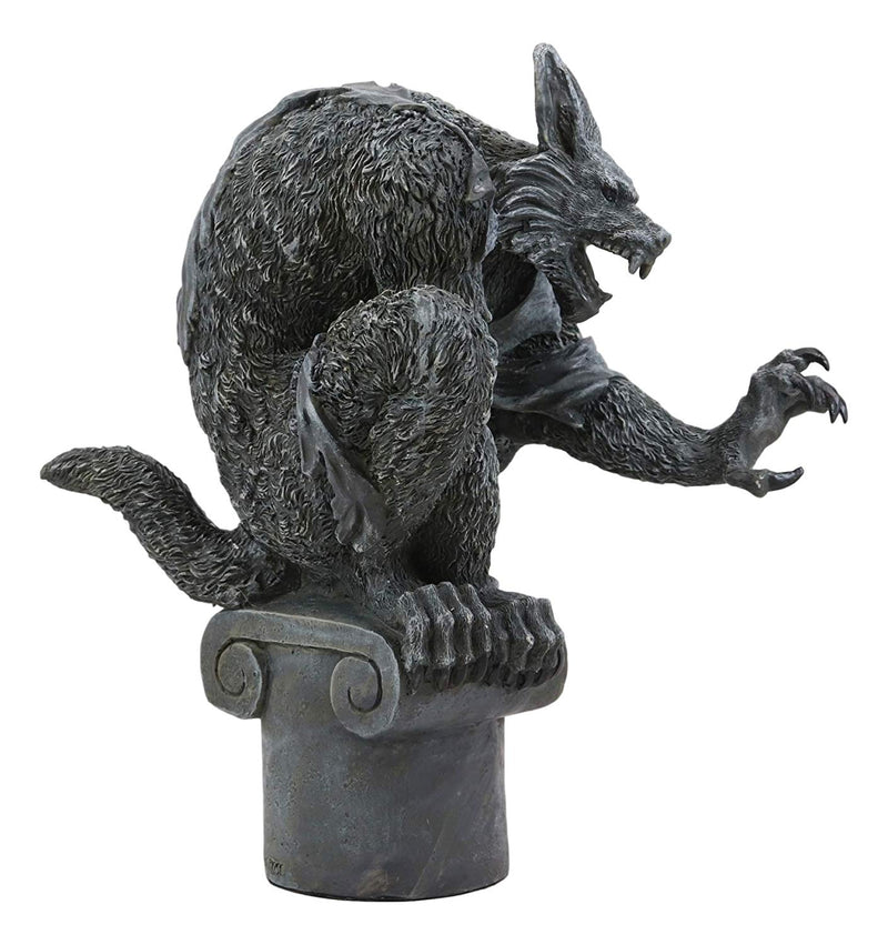 Ebros Gift Remus The Elder Werewolf Lycan Crouching On Roof Pillar Statue Macabre Dark Underworld Full Moon Werewolves Direwolf Halloween Gothic Decor