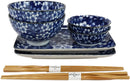 Ebros Made in Japan Dinnerware 8pc Set For 2 Plates, Bowls, Dish & Chopsticks